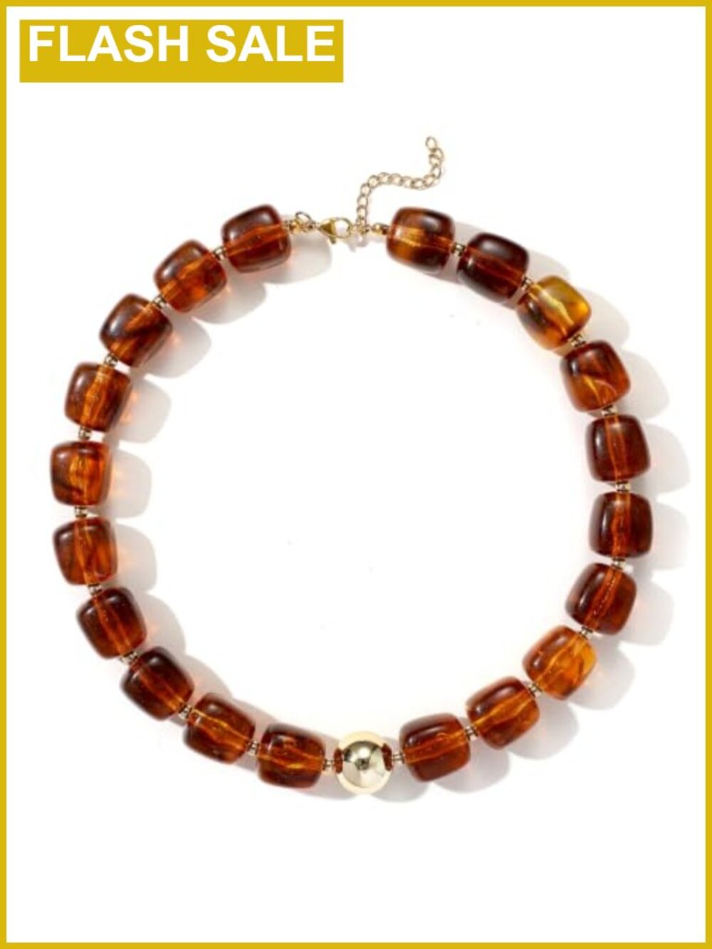 Chunky Beaded Statement Necklace Acrylic Square Beads Boho Choker
